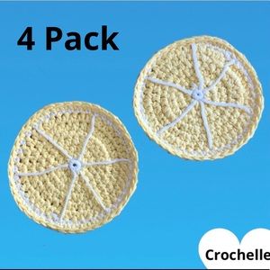NEW Crochet Lemon Slice Coasters (4 pack)